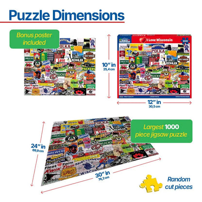 I Love Wisconsin (1562pz) - 1000 Piece Jigsaw Puzzle