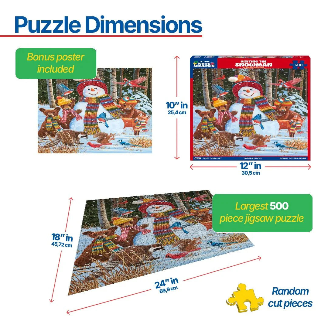 Visiting the Snowman (1693pz) - 500 Piece Jigsaw Puzzle